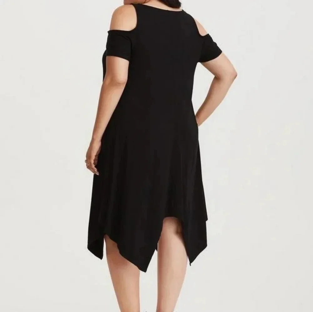 Torrid Midi Jersey Cold Shoulder Dress, Color CHARCOAL Size 0X